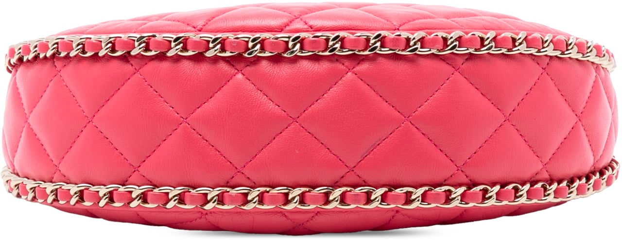Chanel Small Quilted Lambskin Chain Around Hook Hobo Bag Roze