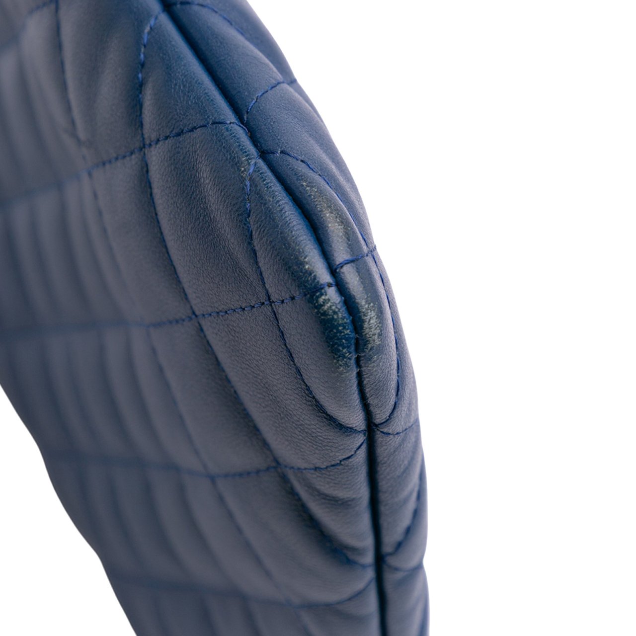 Chanel Large Quilted Lambskin O Case Clutch Blauw