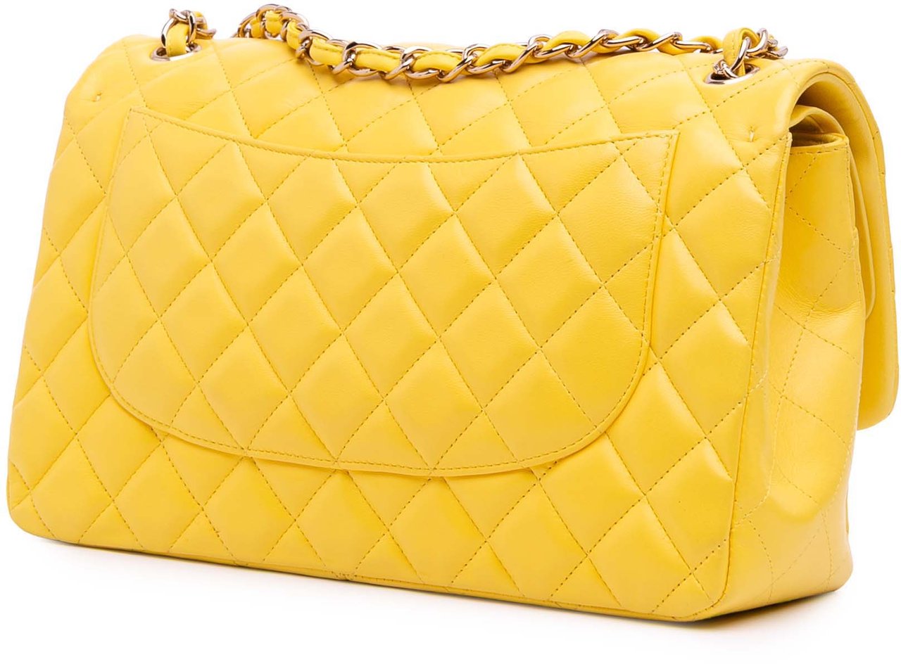 Chanel Jumbo Classic Lambskin Double Flap Geel