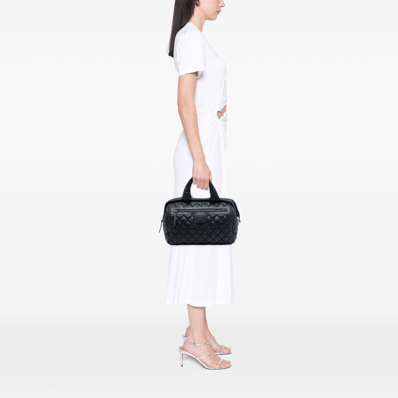 Chanel Quilted Nylon Coco Cocoon Bowler Bag Zwart