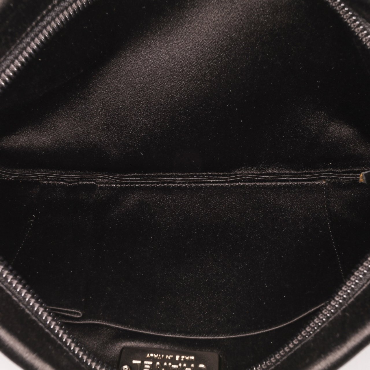 Chanel Satin Diamante Camellia Clutch with Chain Zwart