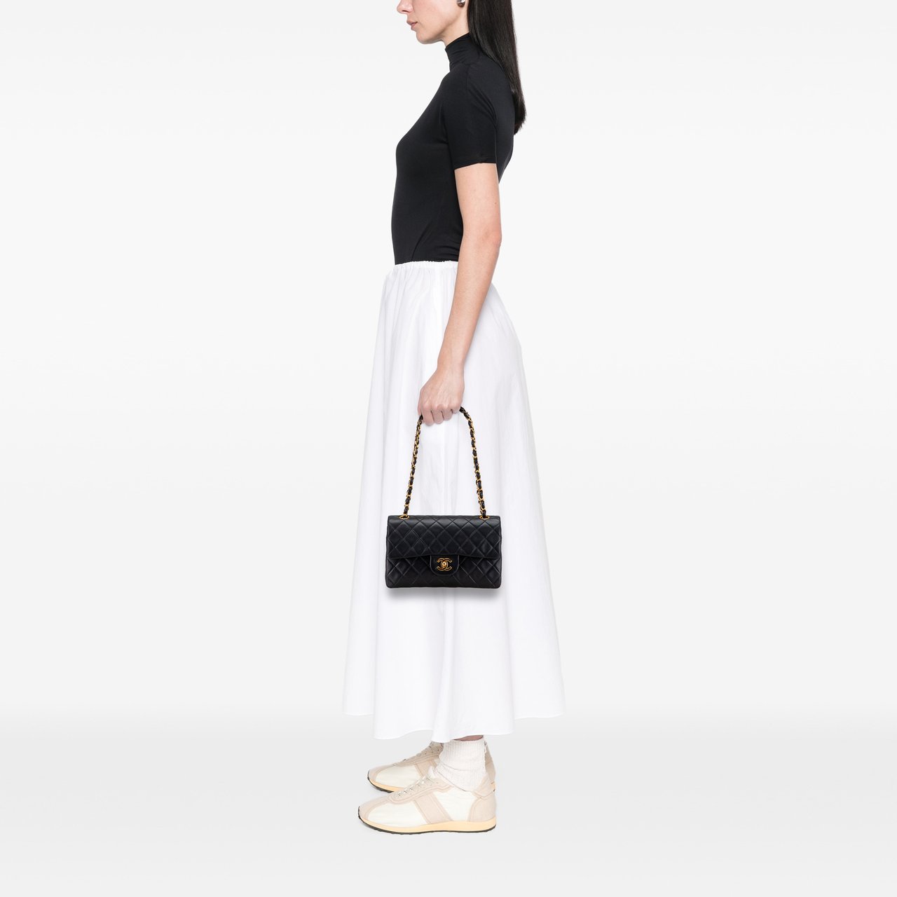 Chanel Small Classic Lambskin Double Flap Zwart