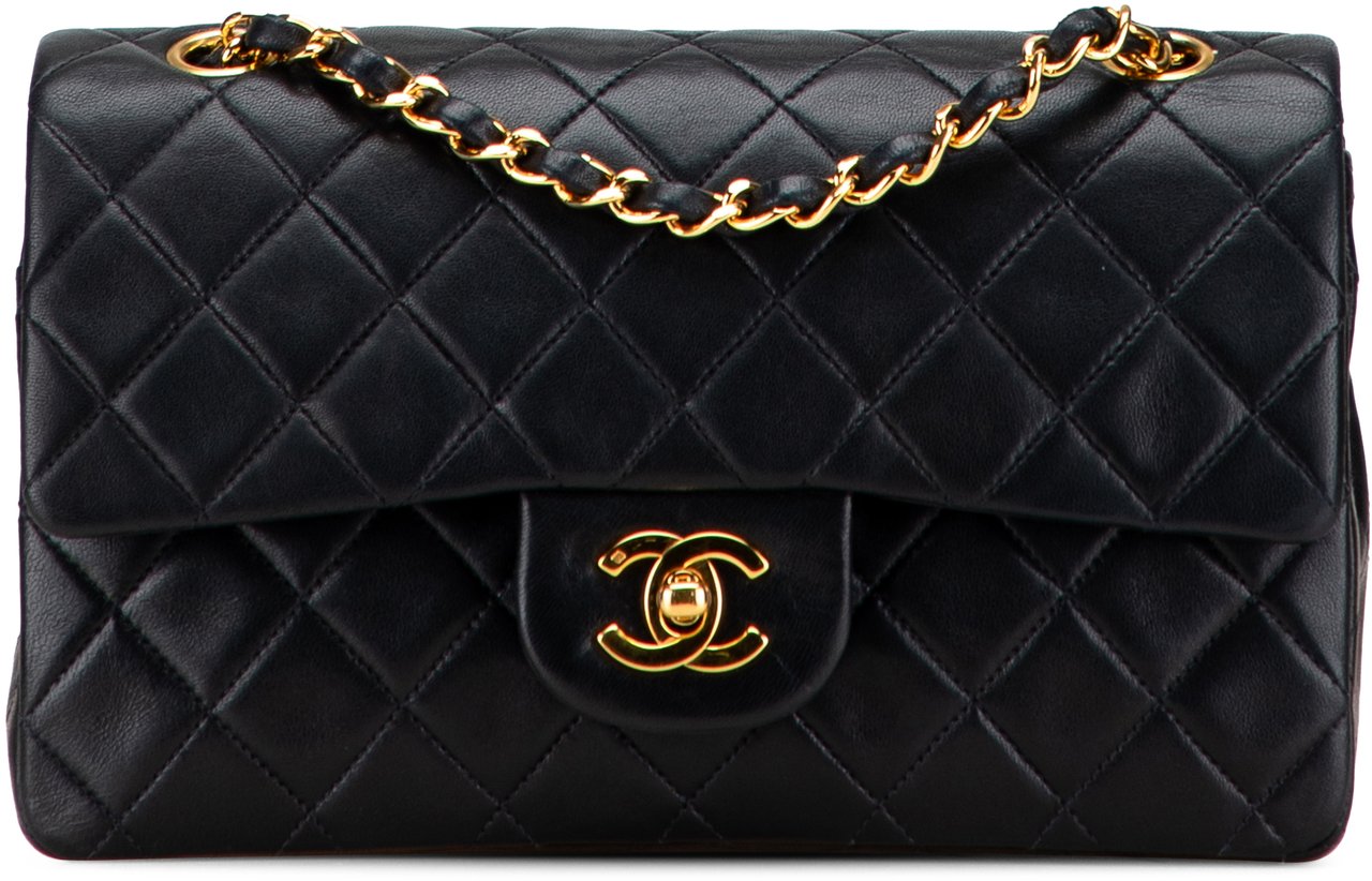 Chanel Small Classic Lambskin Double Flap Zwart