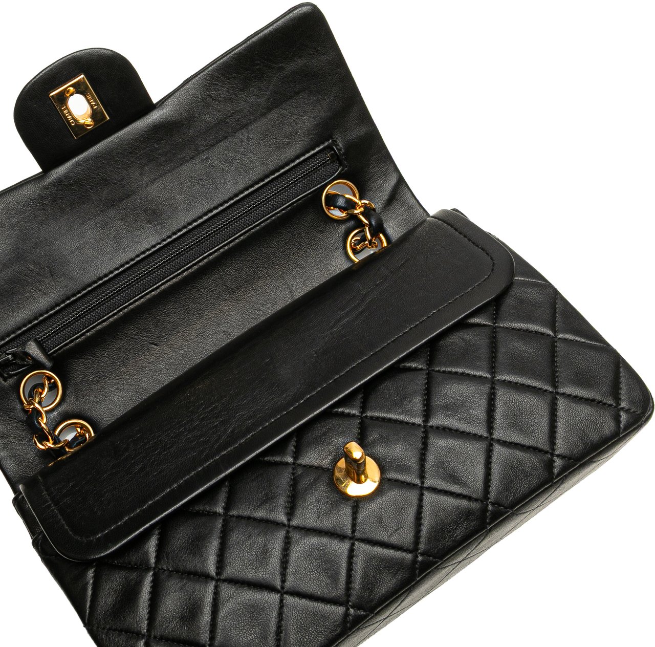 Chanel Small Classic Lambskin Double Flap Zwart