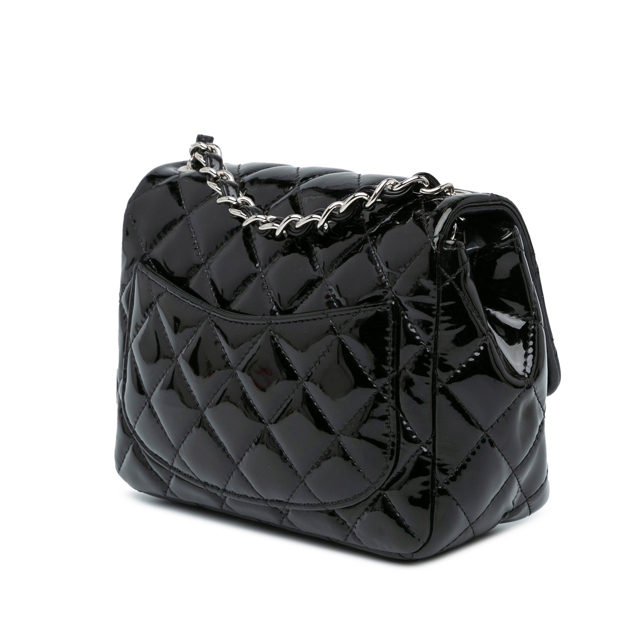 Chanel Mini Square Classic Patent Single Flap Zwart