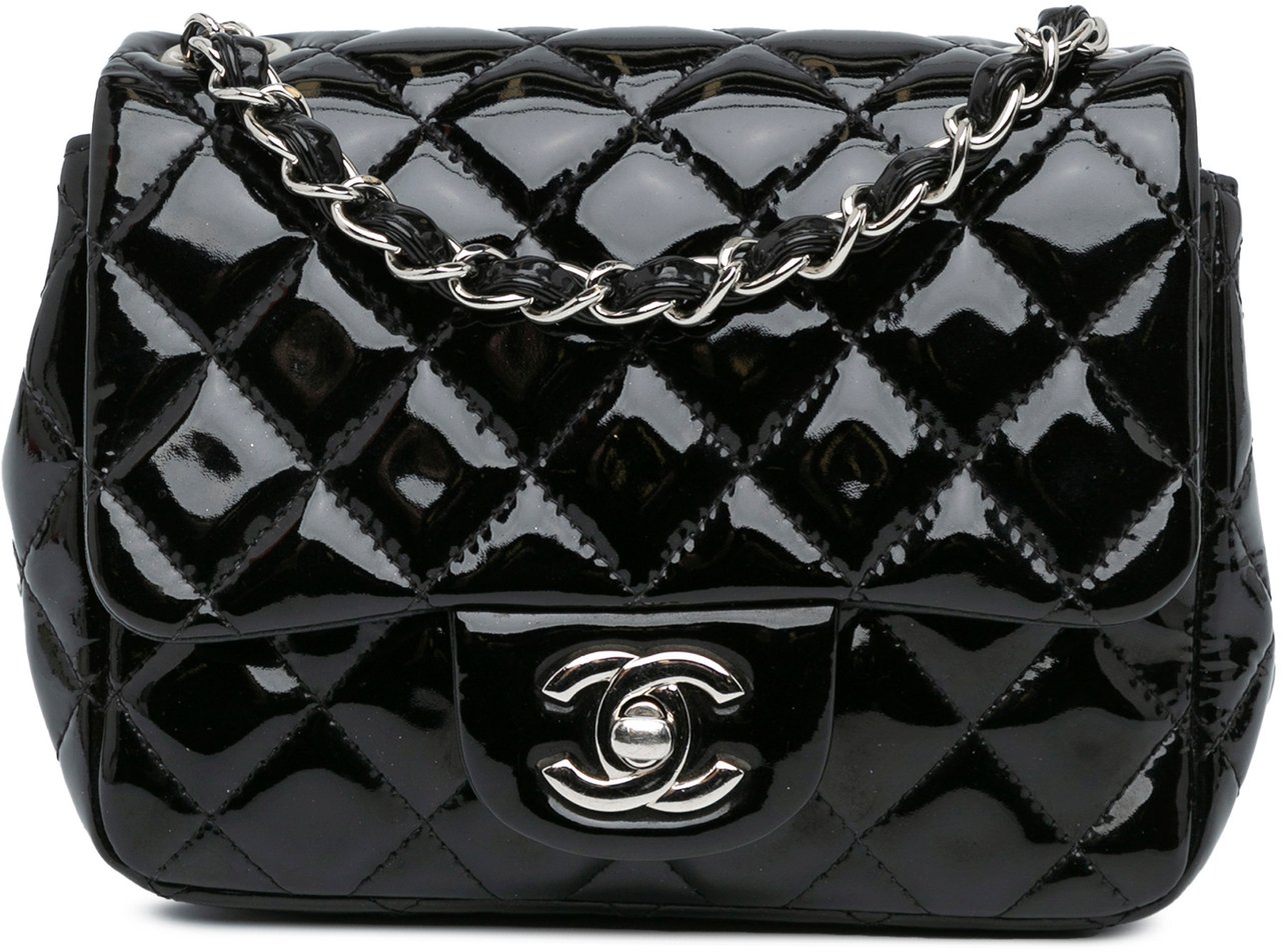 Chanel Mini Square Classic Patent Single Flap Zwart