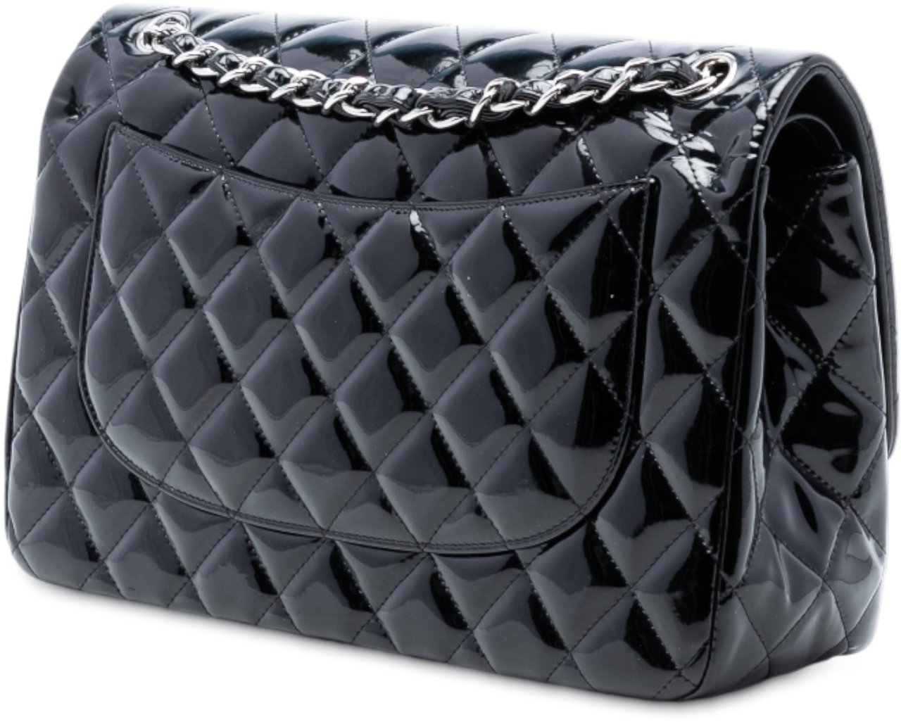 Chanel Jumbo Classic Patent Double Flap Zwart