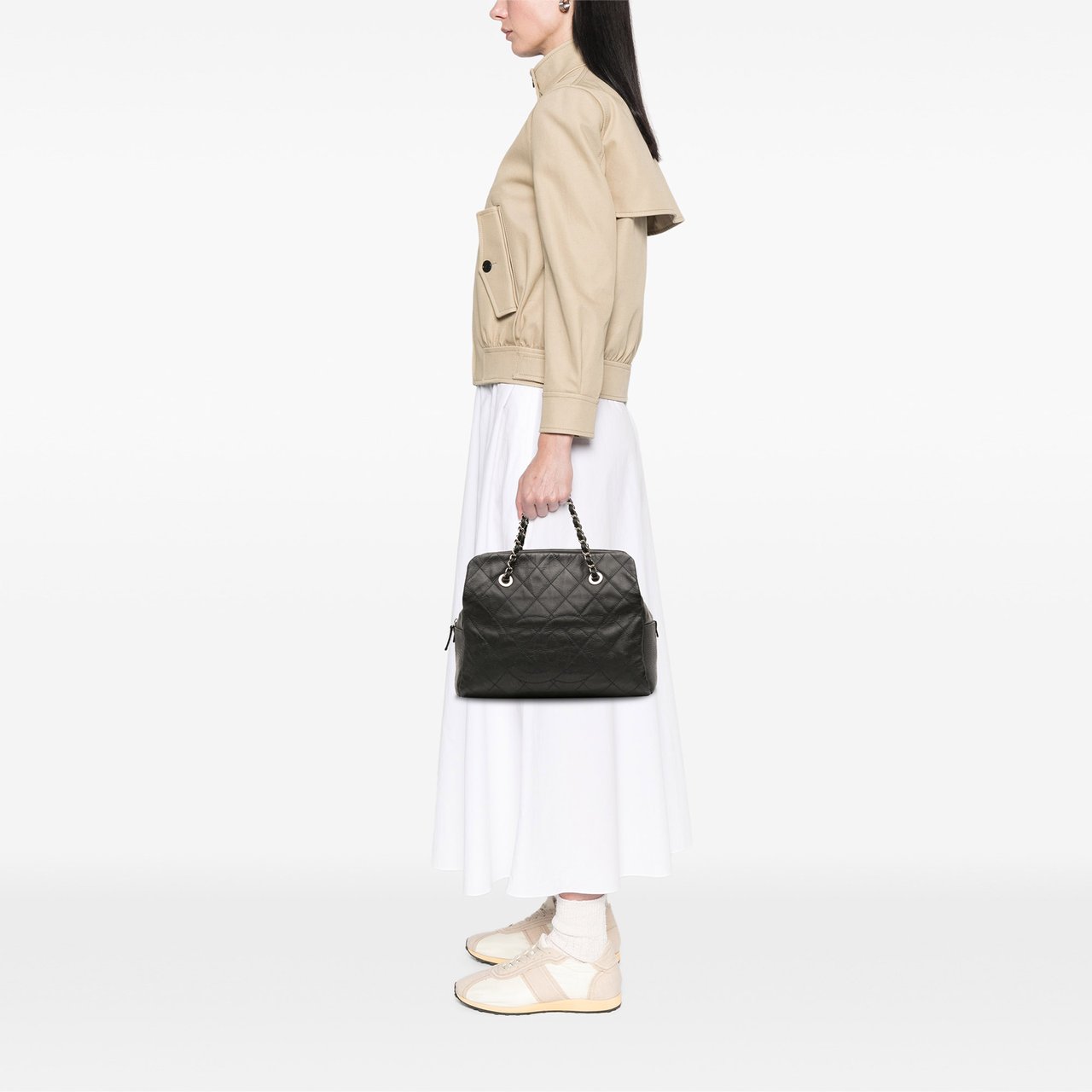 Chanel Petite Crinkled Calfskin Timeless Tote Grijs
