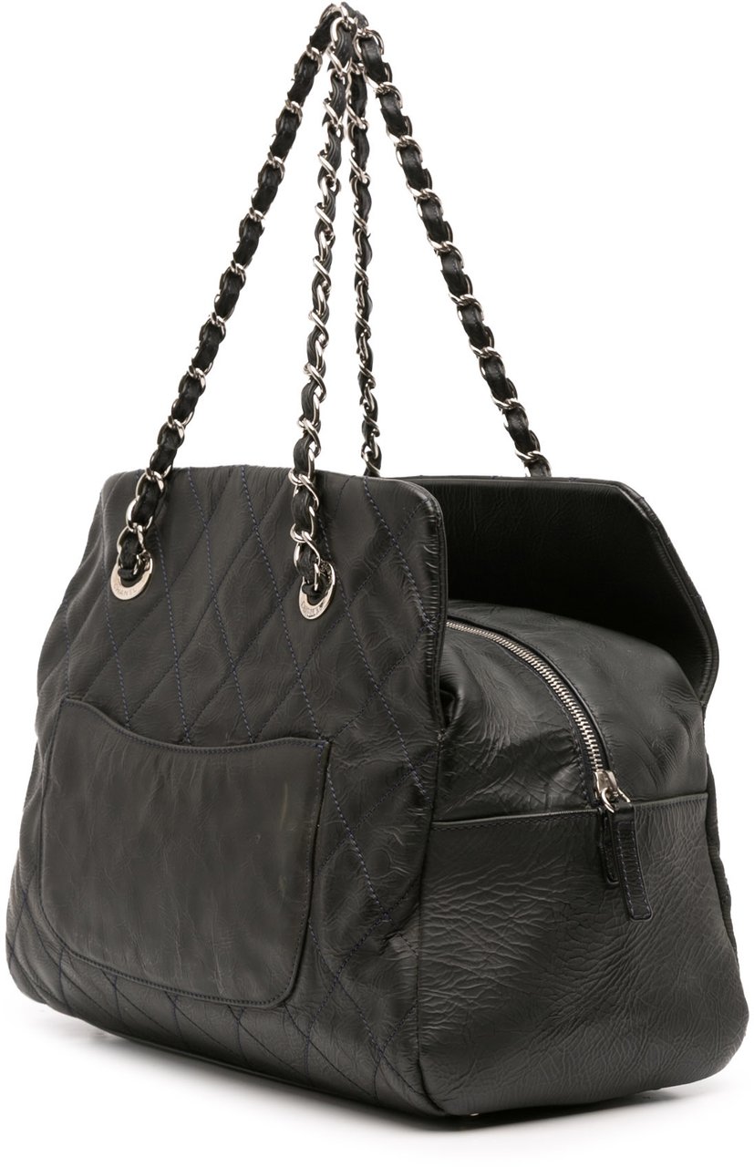 Chanel Petite Crinkled Calfskin Timeless Tote Grijs