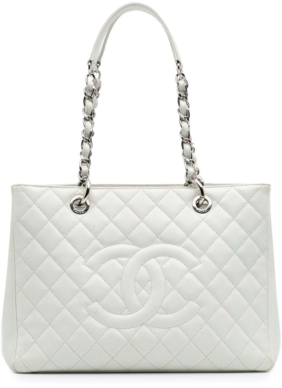 Chanel Caviar Grand Shopping Tote Wit