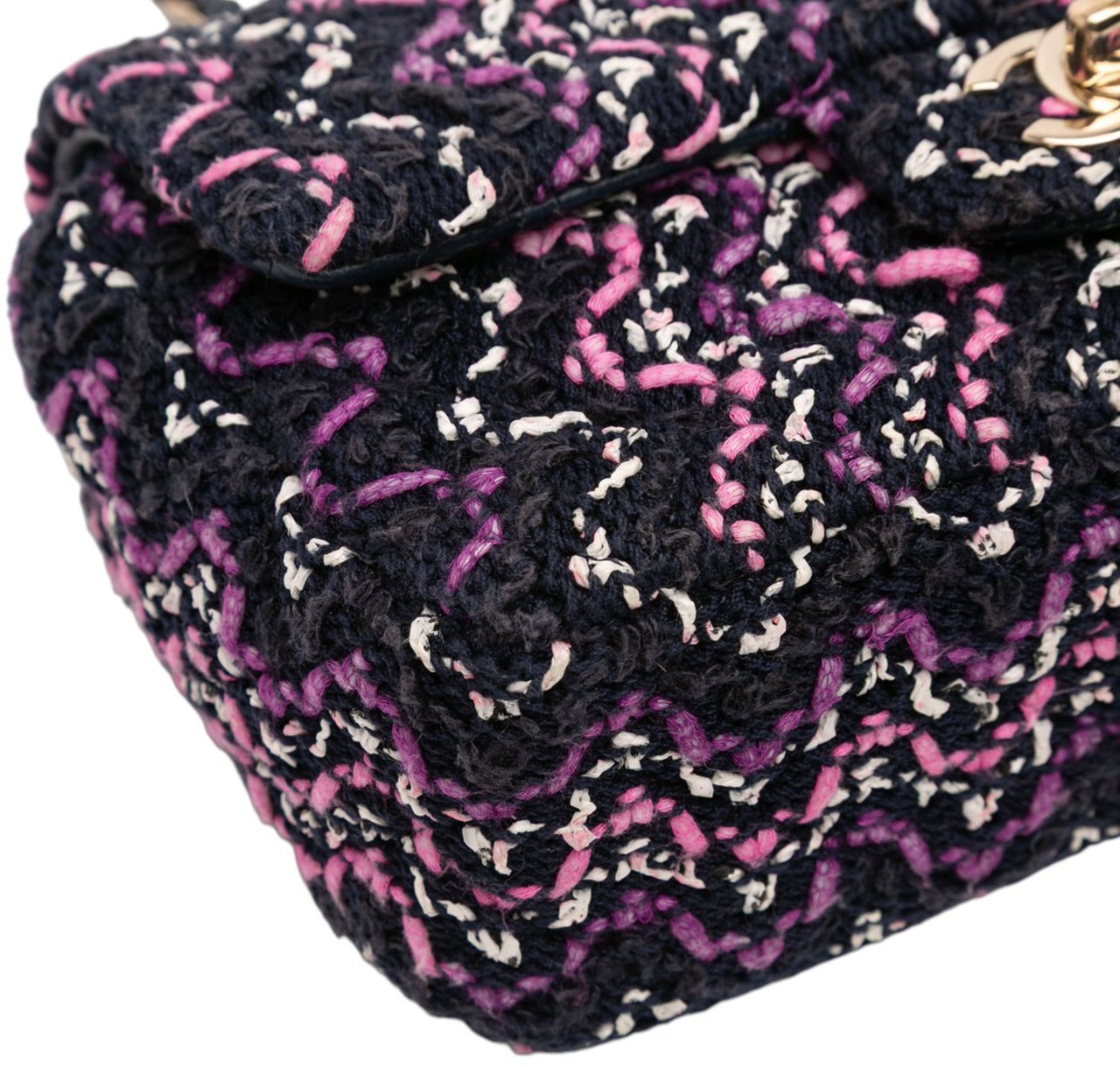 Chanel Mini Rectangular Classic Multicolor Cotton Stitched Single Flap Zwart