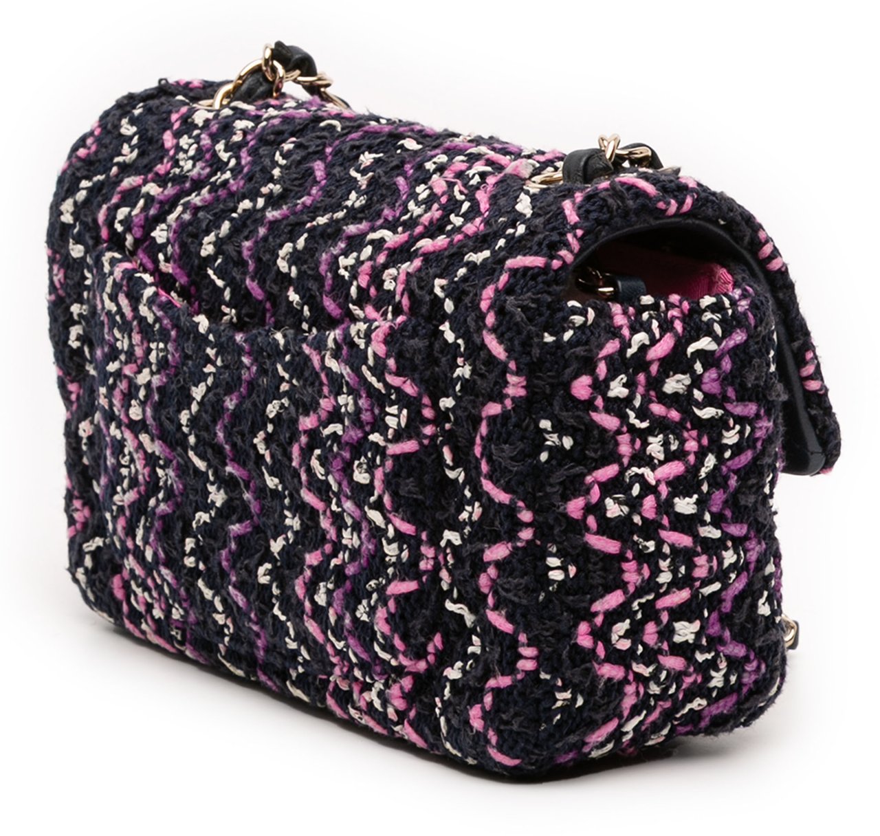 Chanel Mini Rectangular Classic Multicolor Cotton Stitched Single Flap Zwart