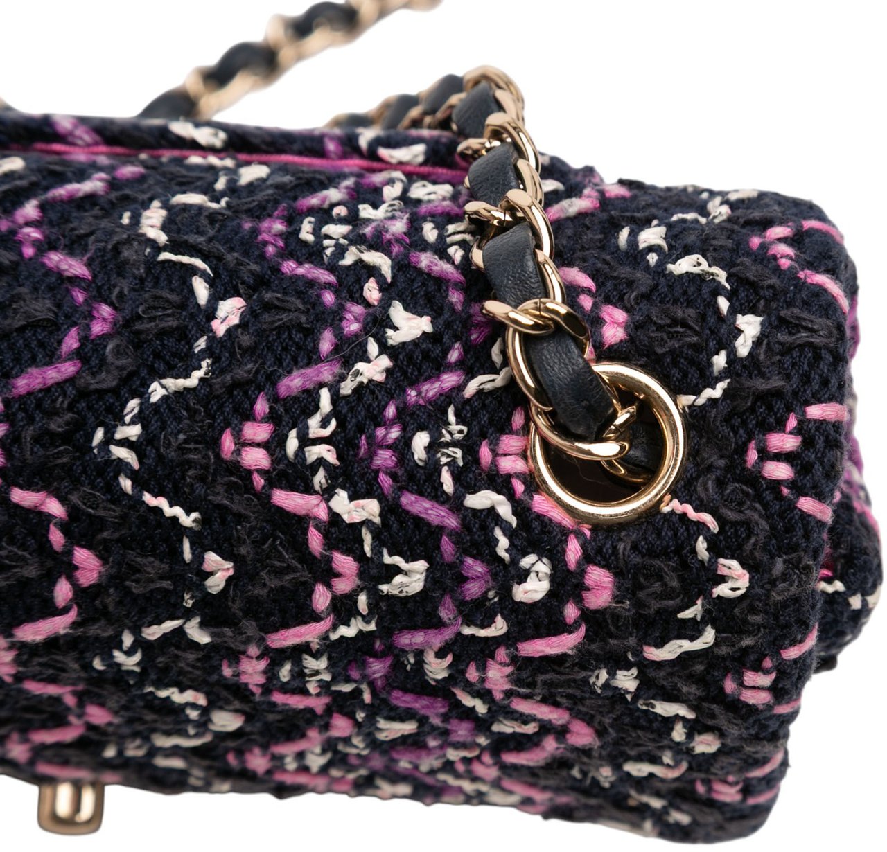 Chanel Mini Rectangular Classic Multicolor Cotton Stitched Single Flap Zwart