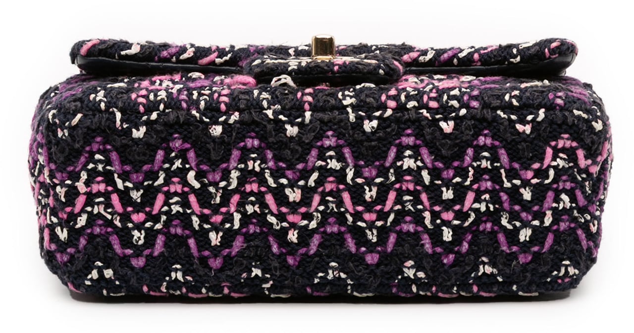 Chanel Mini Rectangular Classic Multicolor Cotton Stitched Single Flap Zwart