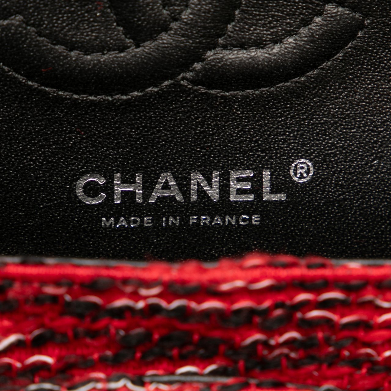 Chanel Small Classic Tweed Charm Double Flap Rood