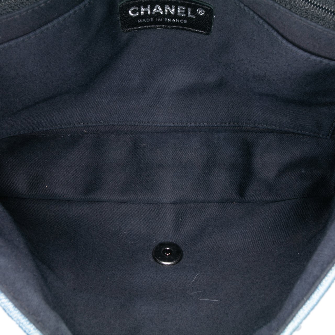 Chanel Medium Embroidered Denim Perfume Bottle Single Flap Blauw