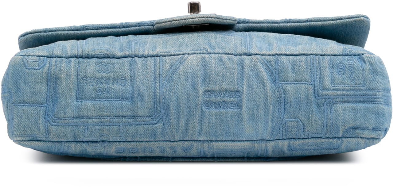 Chanel Medium Embroidered Denim Perfume Bottle Single Flap Blauw