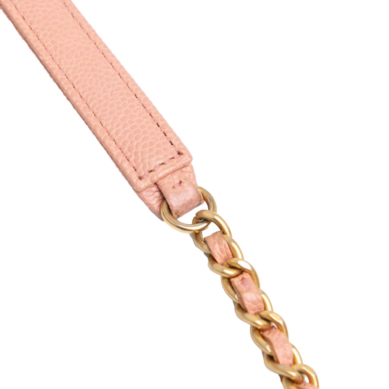 Chanel Quilted Caviar Square Boy Wallet On Chain Roze