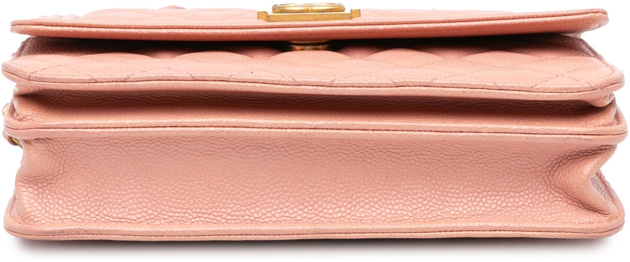 Chanel Quilted Caviar Square Boy Wallet On Chain Roze