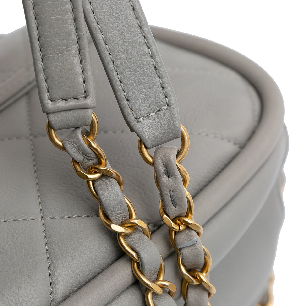 Chanel CC Quilted Lambskin Rounded Flap Grijs