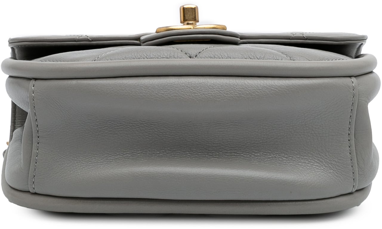 Chanel CC Quilted Lambskin Rounded Flap Grijs