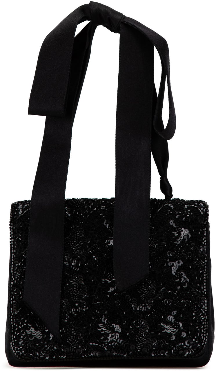 Chanel Satin Sequin Camellia Crossbody Zwart