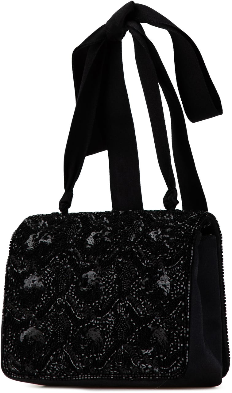 Chanel Satin Sequin Camellia Crossbody Zwart