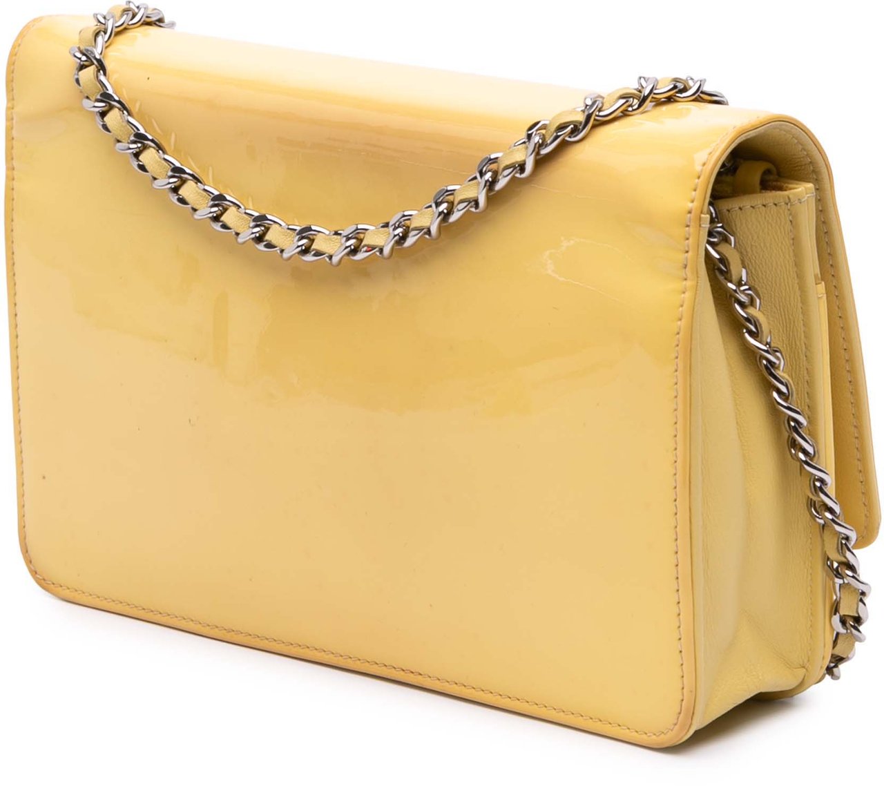 Chanel CC Patent Wallet On Chain Geel