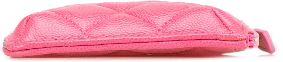 Chanel CC Quilted Caviar Flat Phone Case Wallet Pouch Roze