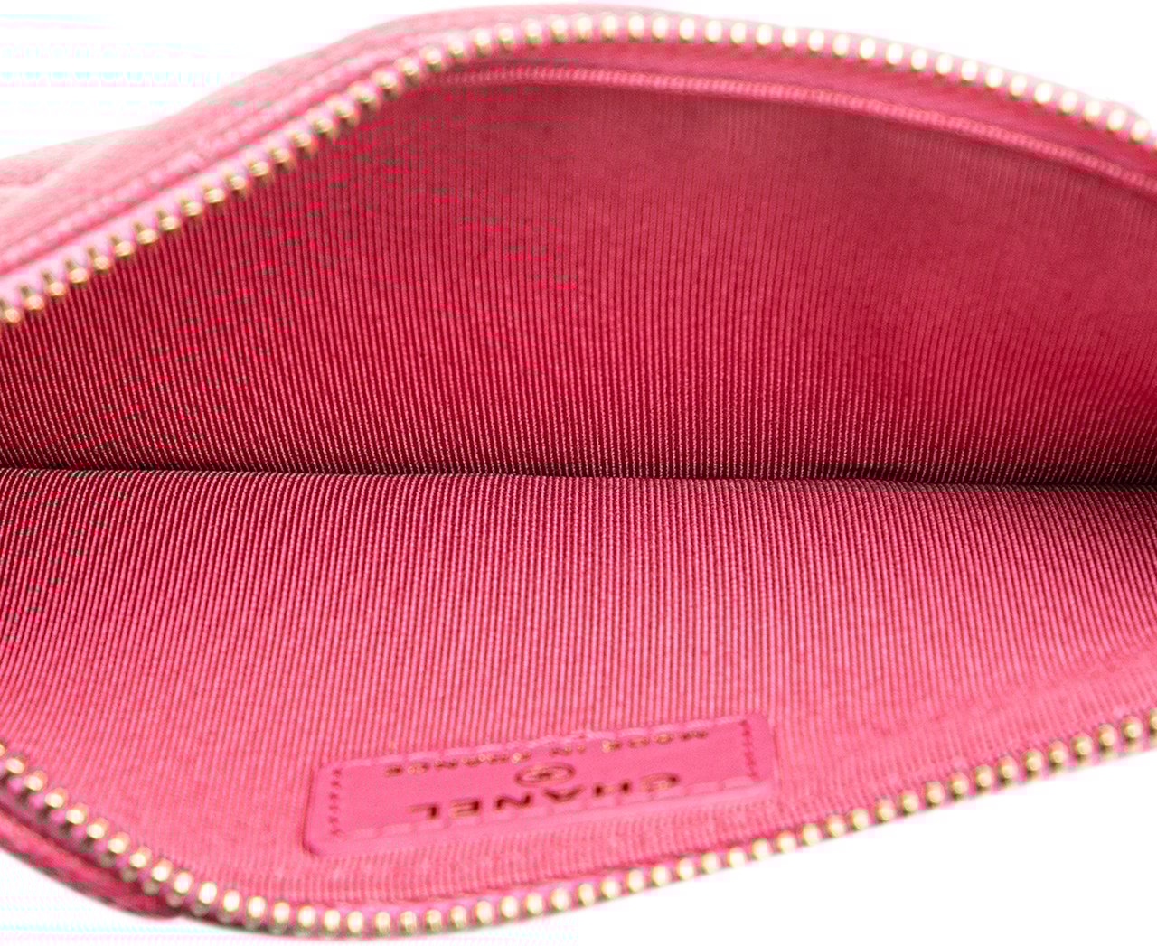 Chanel CC Quilted Caviar Flat Phone Case Wallet Pouch Roze