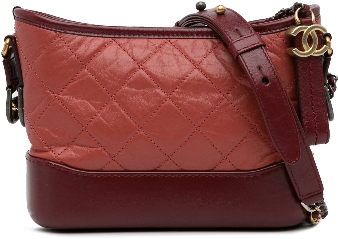 Chanel Small Chevron Lambskin Gabrielle Crossbody Rood