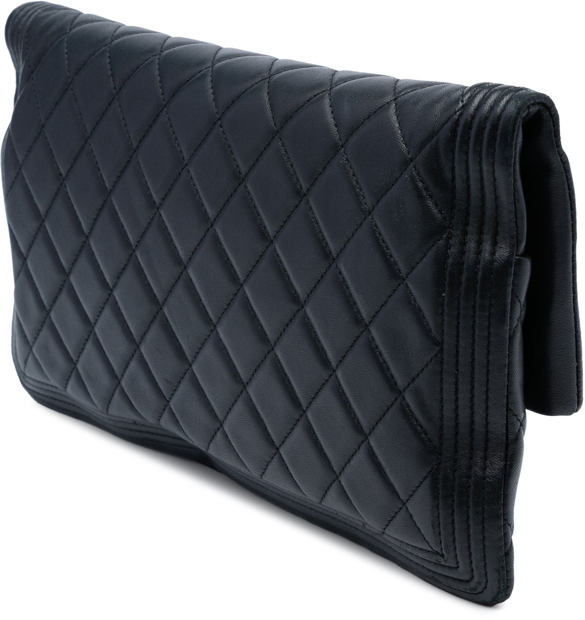 Chanel Quilted Lambskin Boy Foldover Clutch Zwart