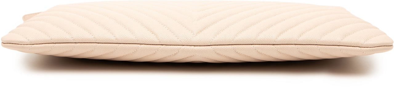 Chanel Large Quilted Caviar Chevron O Case Zip Pouch Bruin