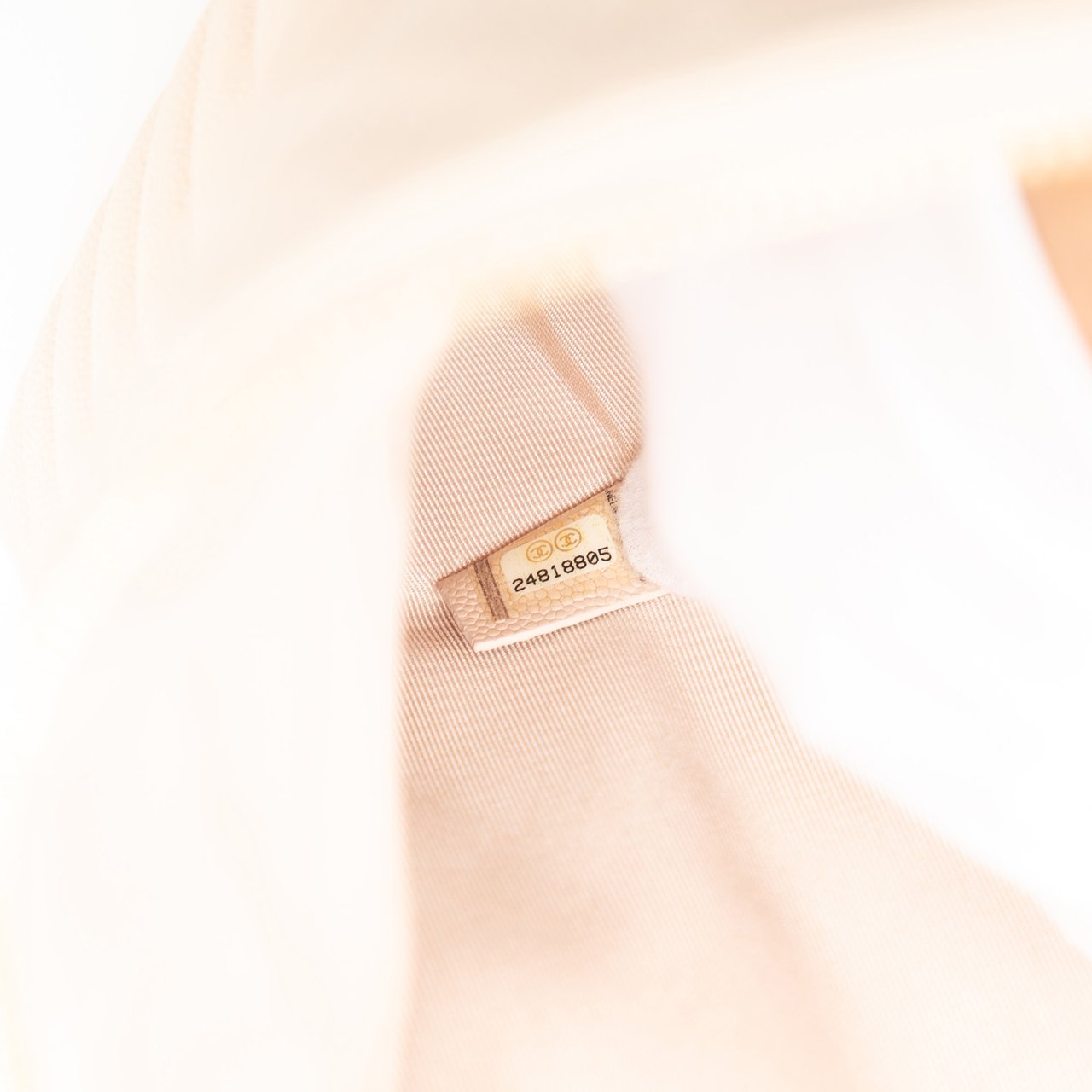 Chanel Large Quilted Caviar Chevron O Case Zip Pouch Bruin