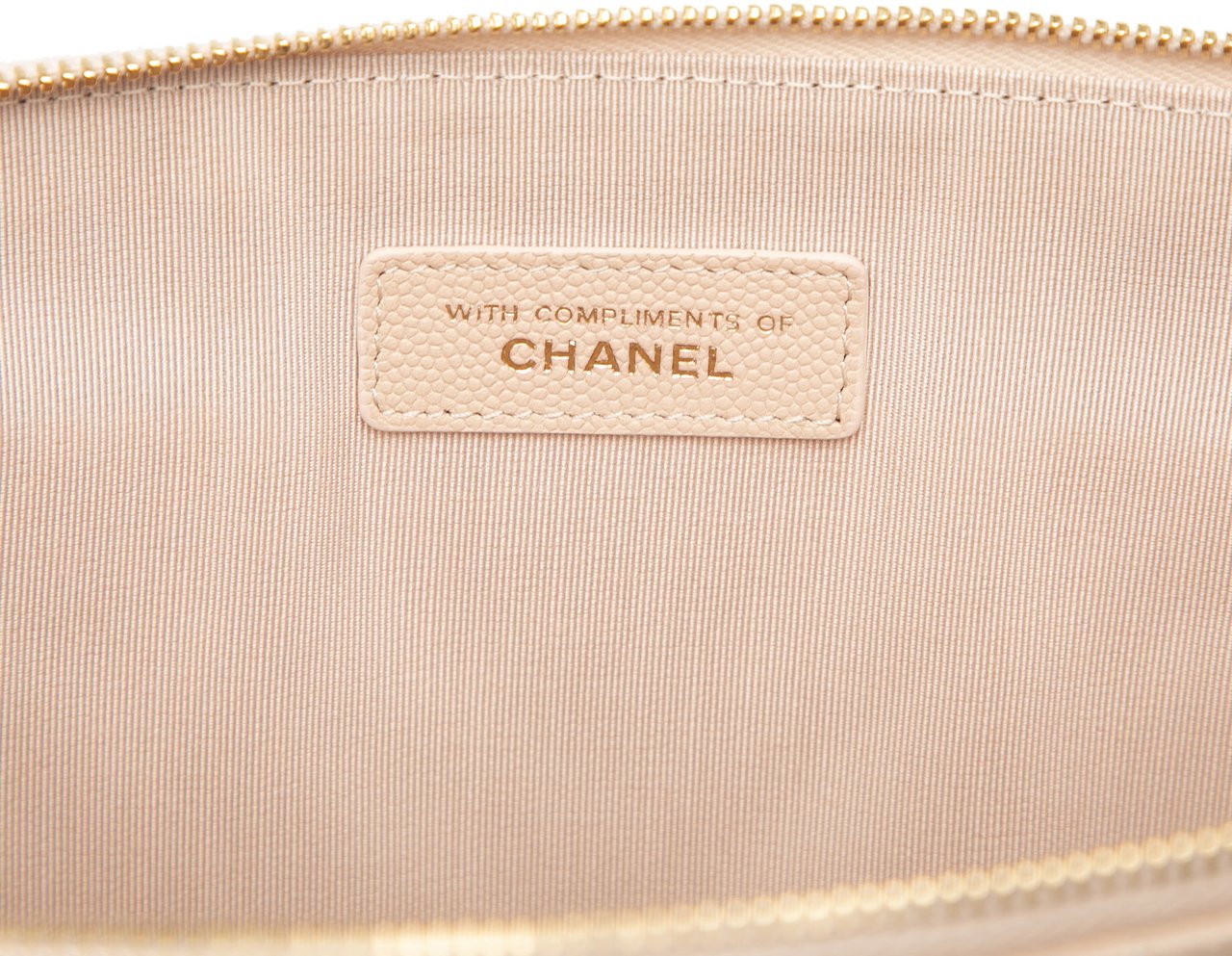 Chanel Large Quilted Caviar Chevron O Case Zip Pouch Bruin