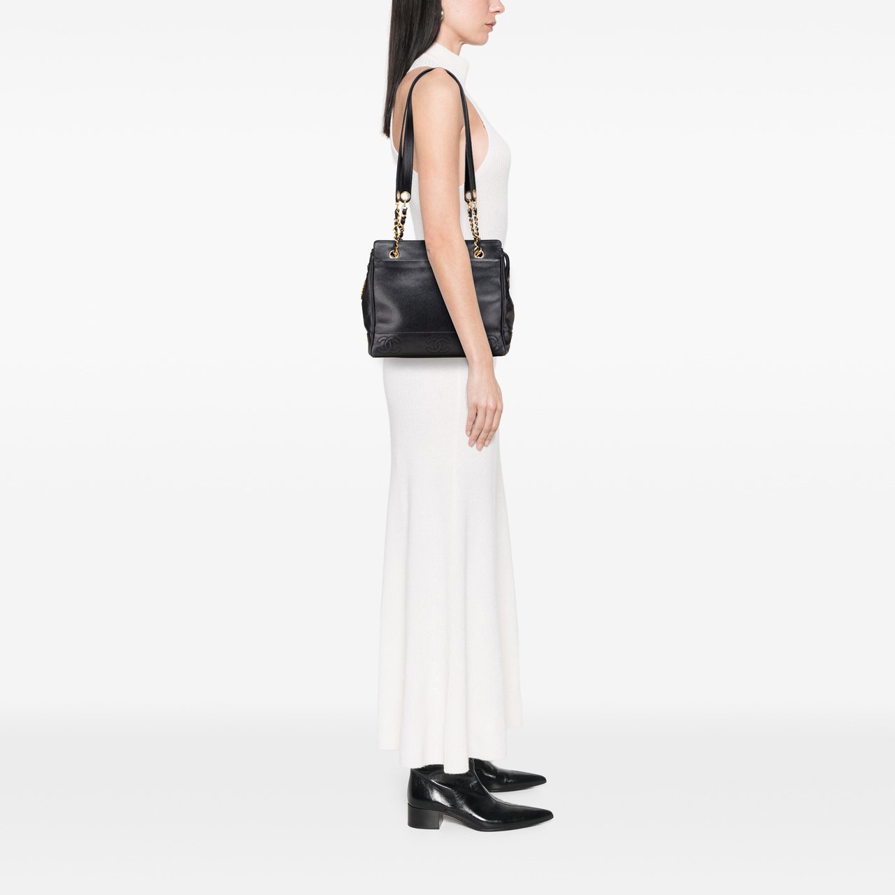 Chanel Triple CC Caviar Shoulder Bag Zwart
