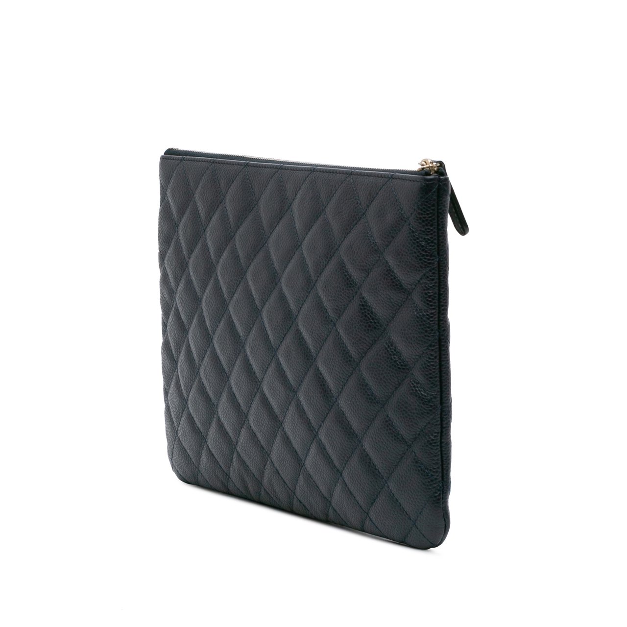 Chanel Medium Quilted Caviar O Case Clutch Blauw