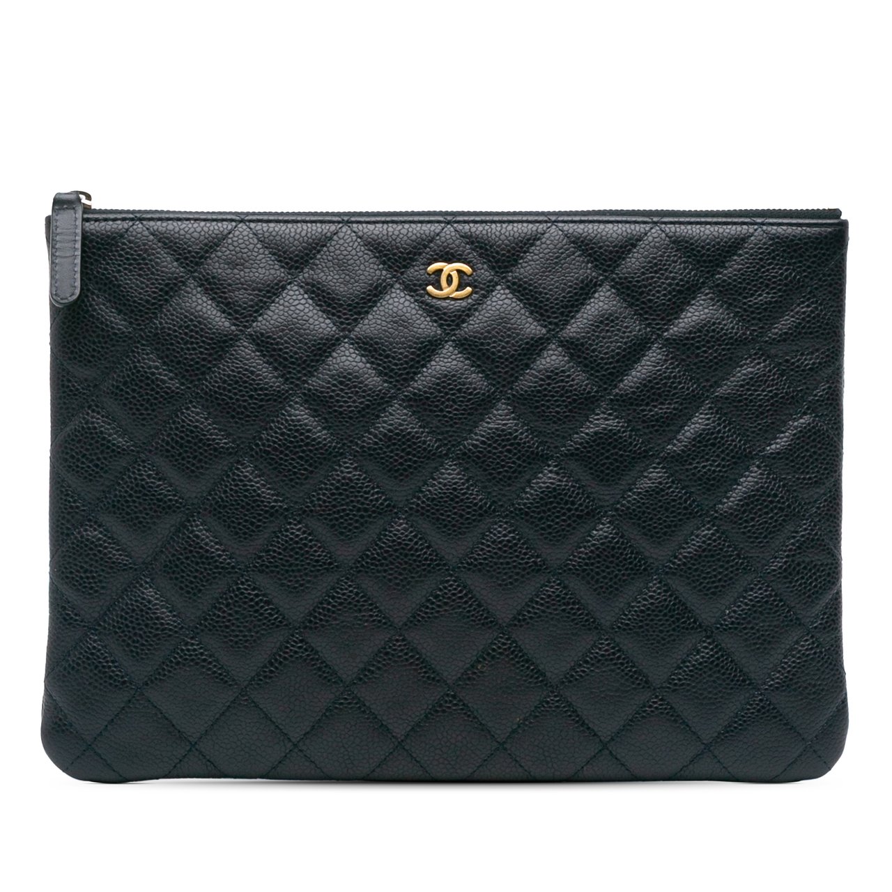 Chanel Medium Quilted Caviar O Case Clutch Blauw
