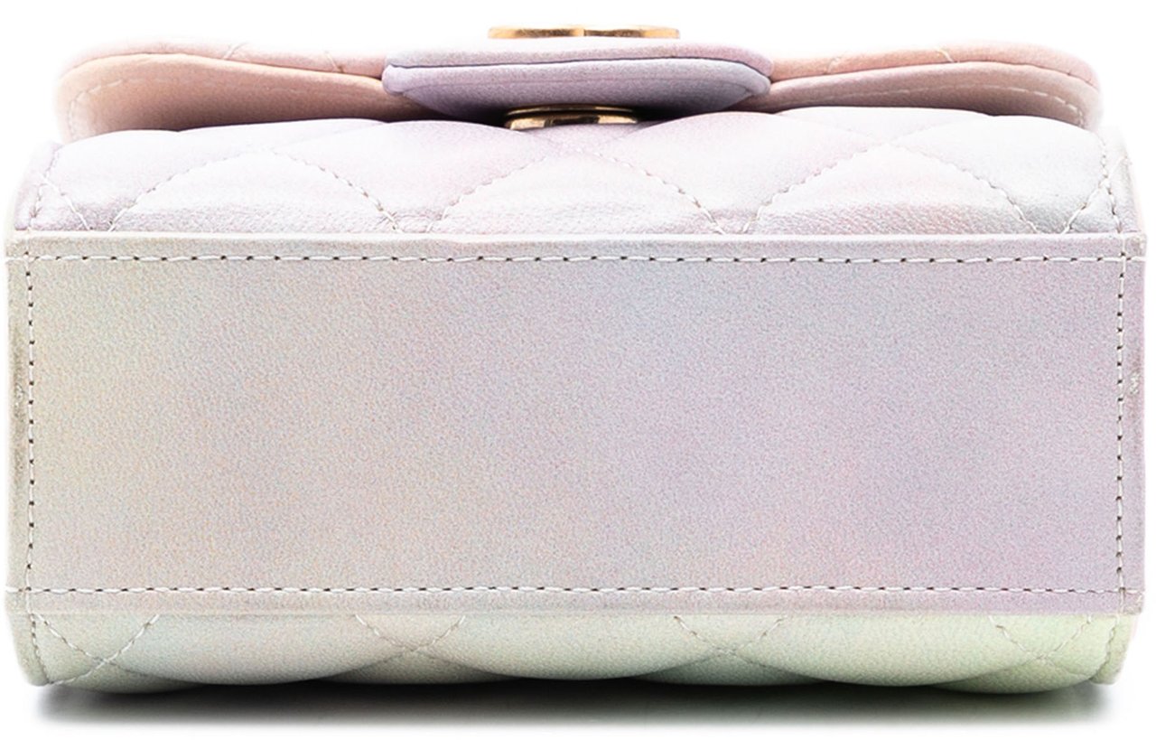 Chanel CC Quilted Lambskin Ombre Top Handle Flap Clutch With Chain Roze