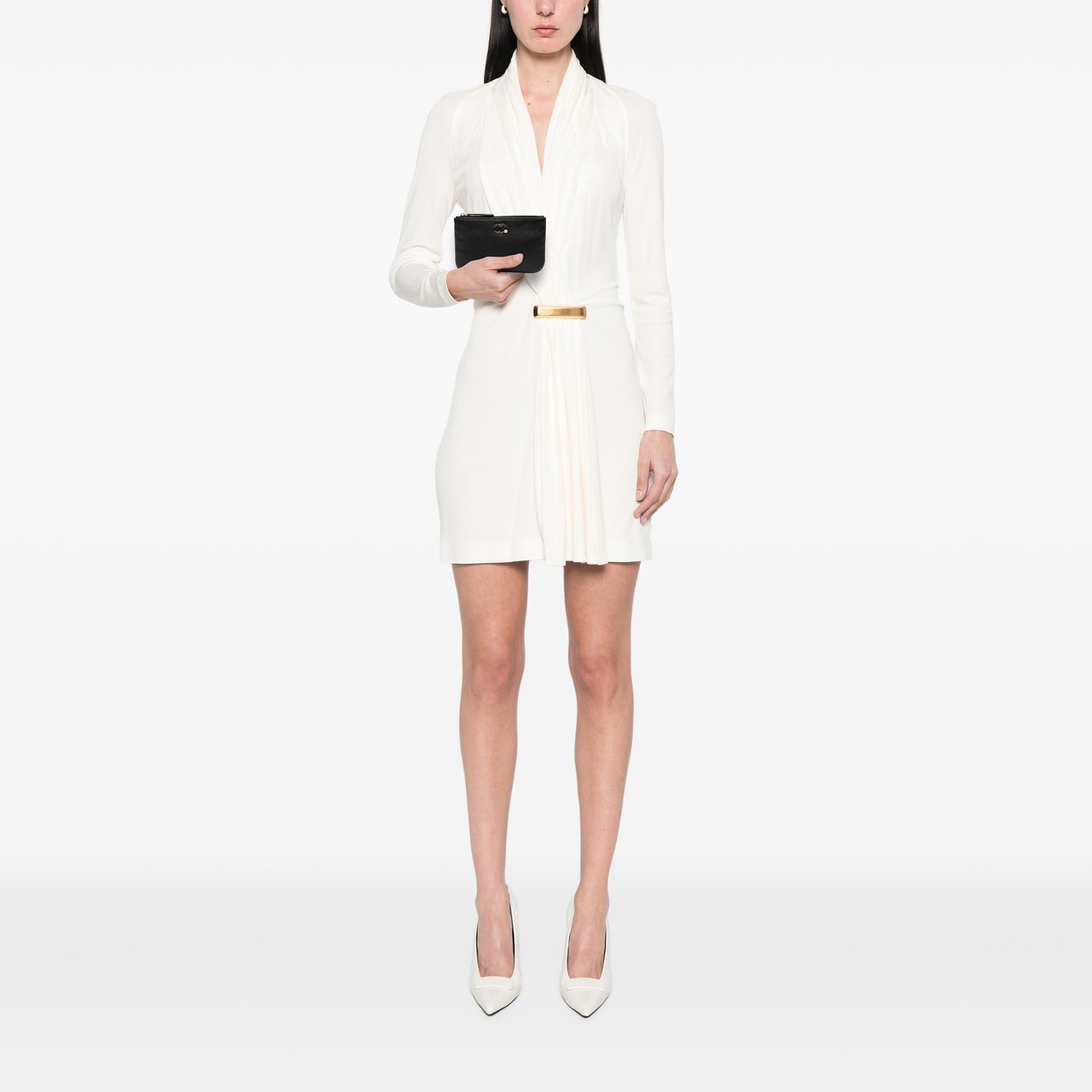 Chanel CC Grained Calfskin Zip Pouch Zwart