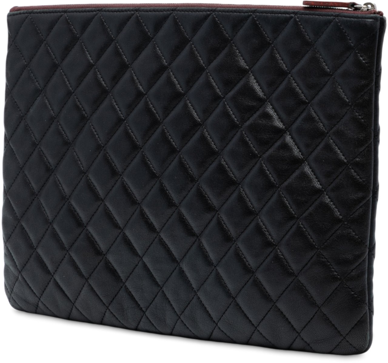 Chanel Large CC Quilted Lambskin O Case Clutch Zwart