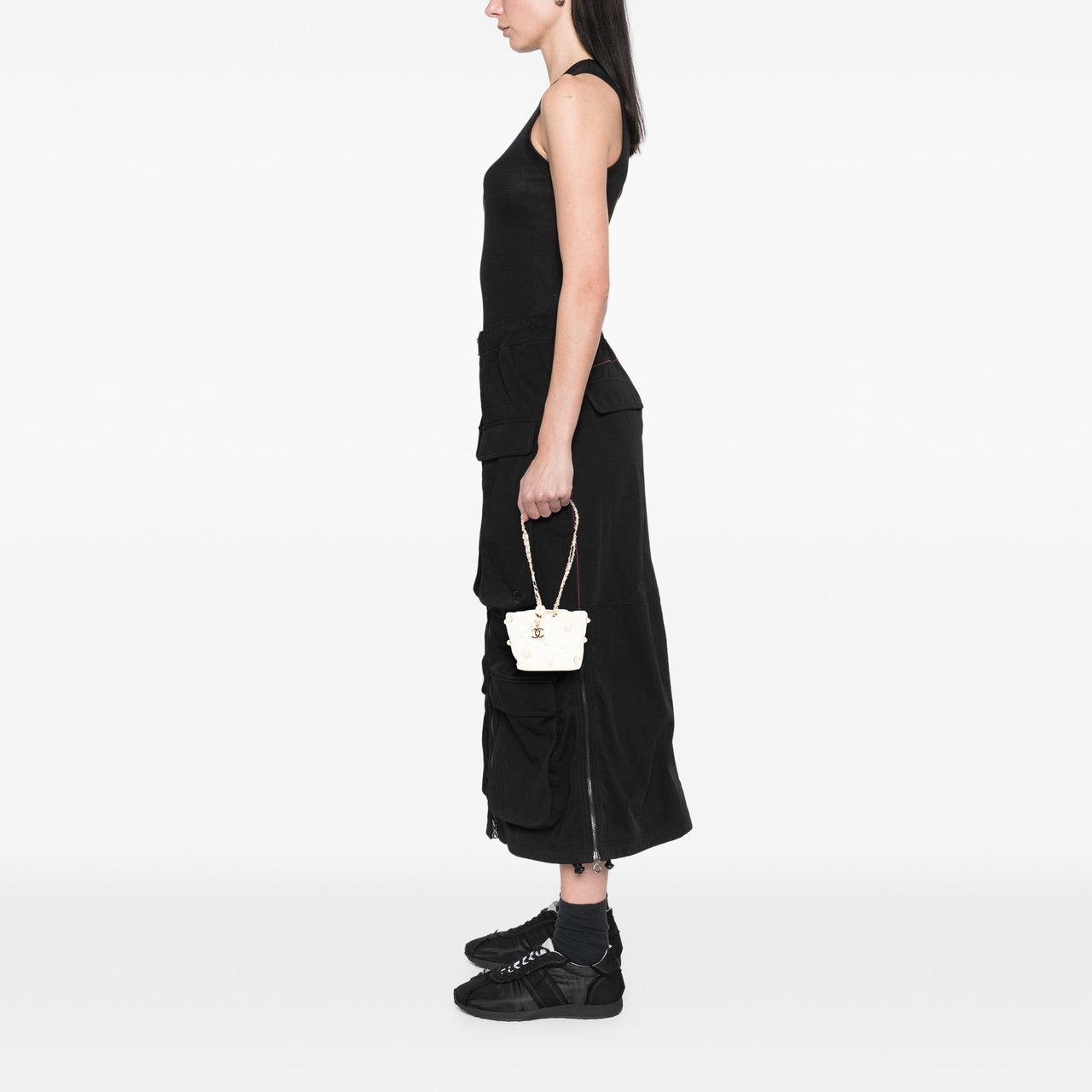 Chanel Mini Quilted Lambskin About Pearls Drawstring Bucket Bag Wit