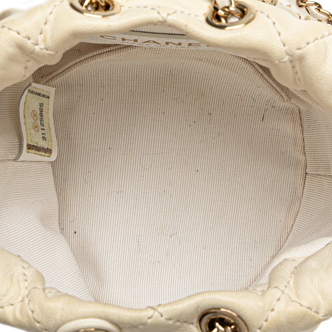Chanel Mini Quilted Lambskin About Pearls Drawstring Bucket Bag Wit
