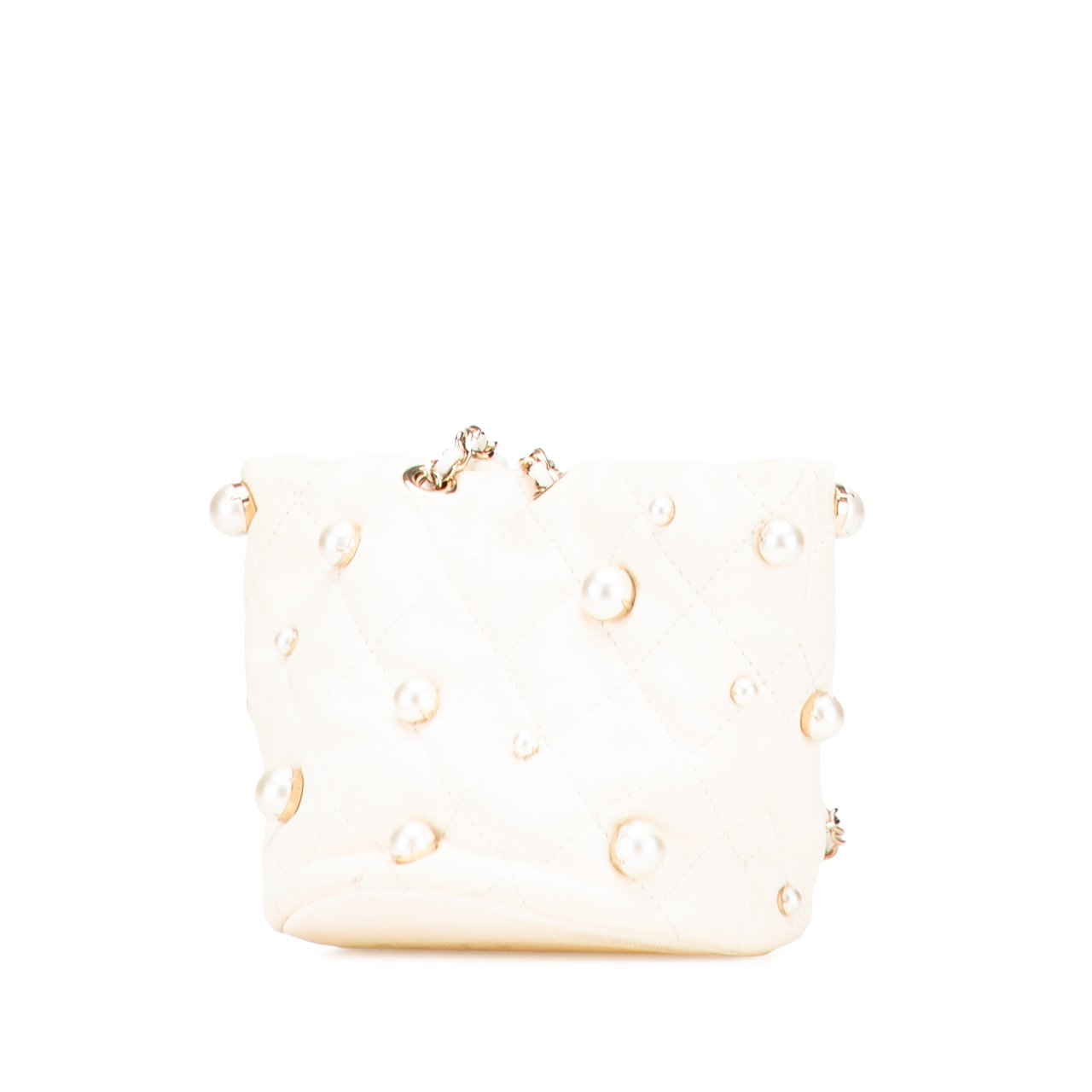 Chanel Mini Quilted Lambskin About Pearls Drawstring Bucket Bag Wit