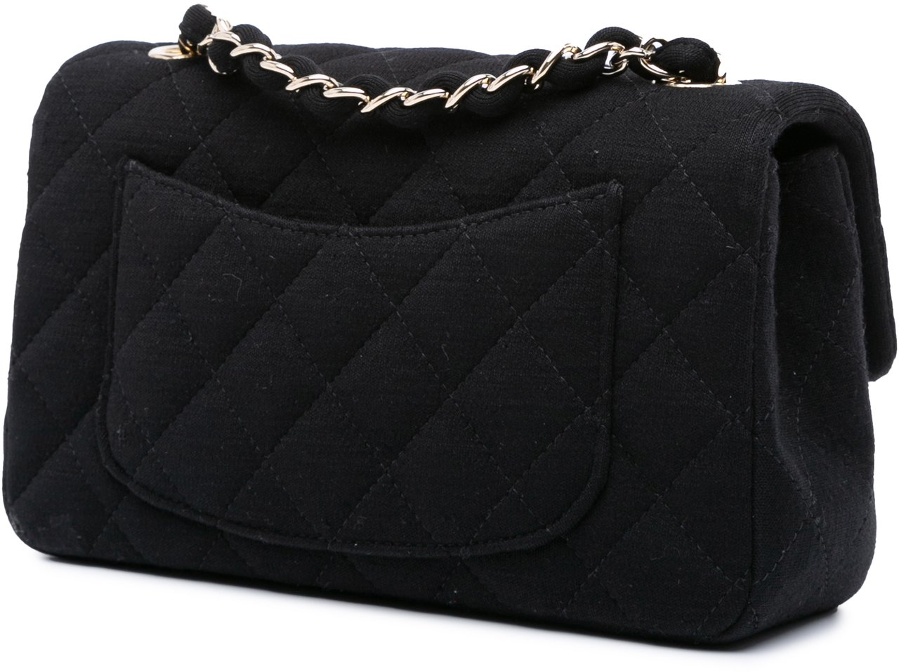Chanel Mini Rectangular Classic Jersey Single Flap Zwart