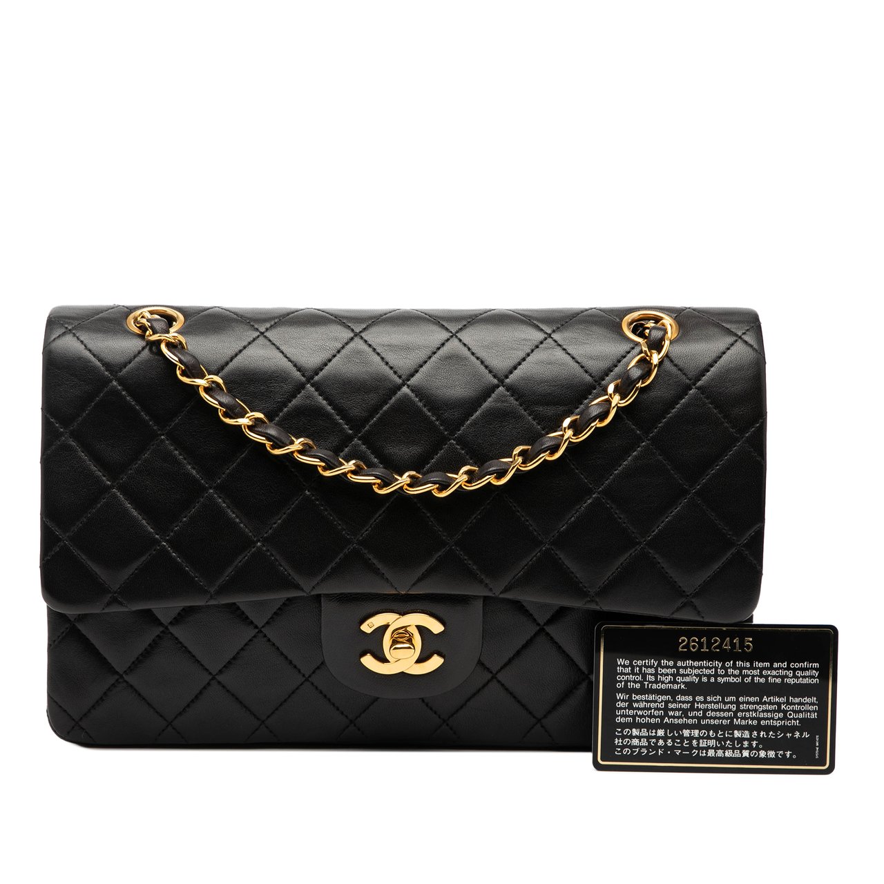 Chanel Medium Classic Lambskin Double Flap Zwart