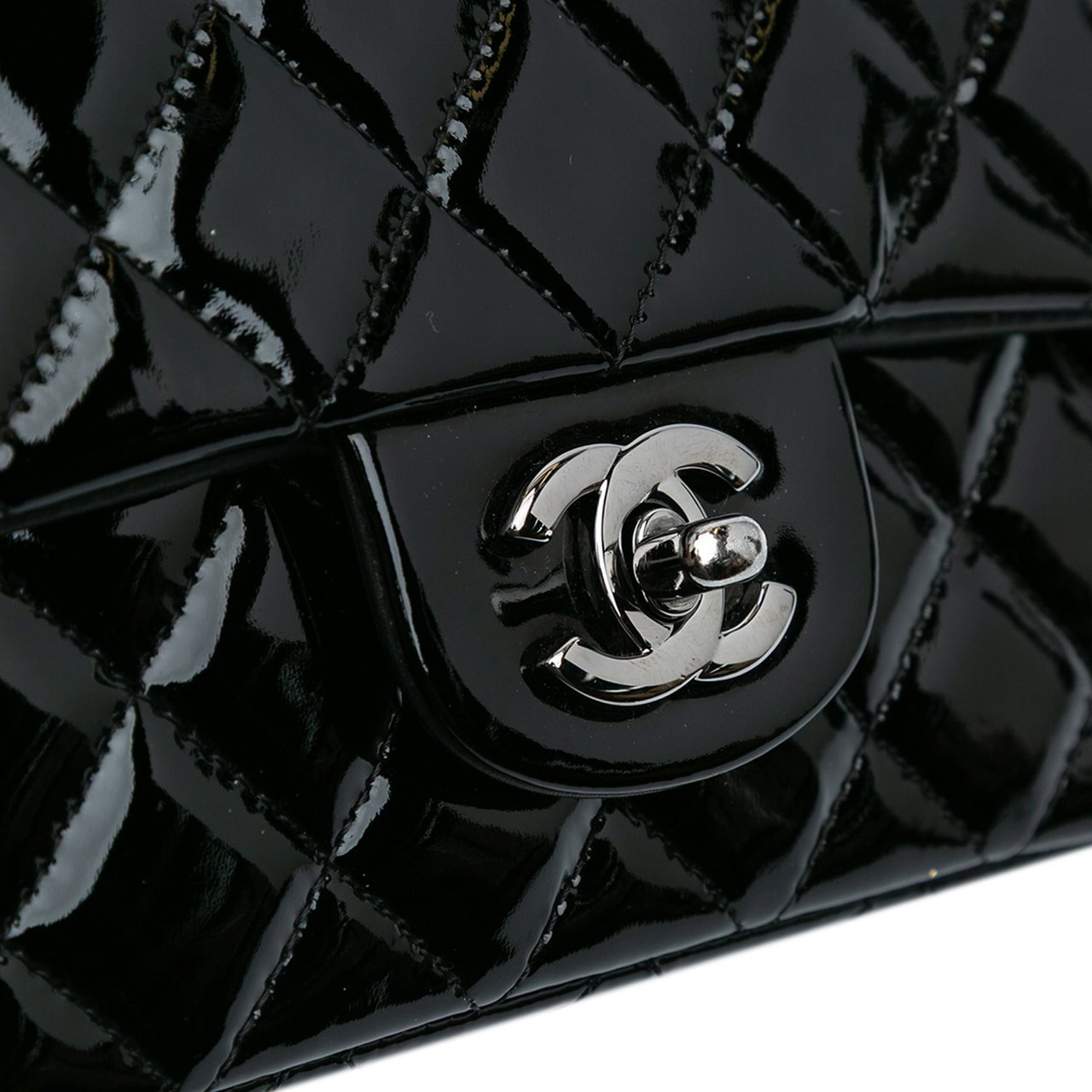 Chanel Mini Rectangular Classic Patent Single Flap Zwart