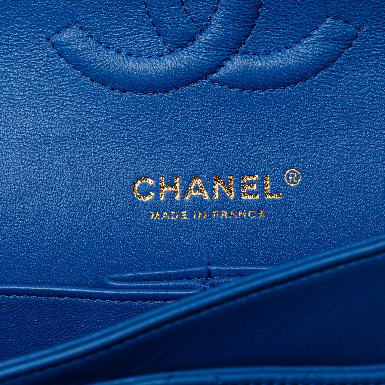 Chanel Medium Classic Lambskin Double Flap Blauw