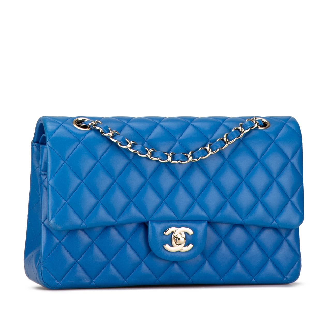 Chanel Medium Classic Lambskin Double Flap Blauw