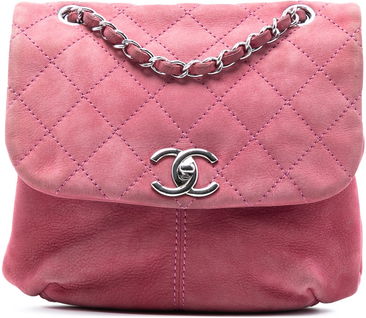 Chanel Mini Quilted Nubuck Trianon Messenger Flap Roze